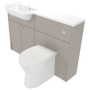 Deccado Benham Soft Suede Left Hand 1200mm Slimline Fitted Vanity & Toilet Pan Unit Combination with Left Hand Basin