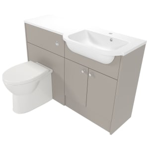 Deccado Benham Soft Suede Right Hand 1200mm Fitted Vanity & Toilet Pan Unit Combination with Right Hand Basin