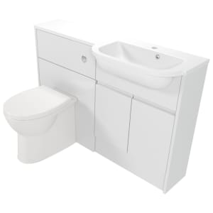 Deccado Clifton Bright White Right Hand 1200mm Slimline Fitted Vanity & Toilet Pan Unit Combination with Right Hand Basin