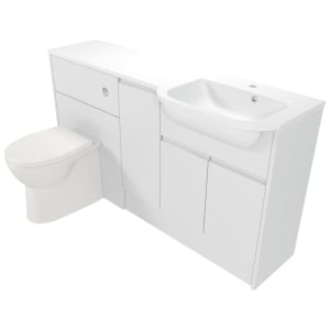 Deccado Clifton Bright White Right Hand 1500mm Fitted Vanity & Toilet Pan Unit Combination with Right Hand Basin