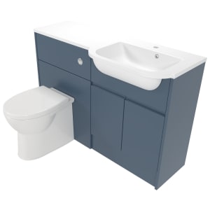 Deccado Clifton Juniper Blue Right Hand 1200mm Fitted Vanity & Toilet Pan Unit Combination with Right Hand Basin