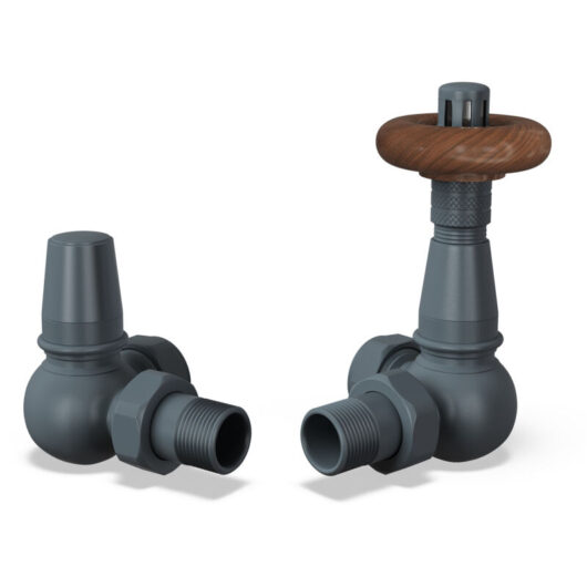 Derry Traditional - Anthracite Thermostatic Radiator Valve & Lockshield Corner 8mm