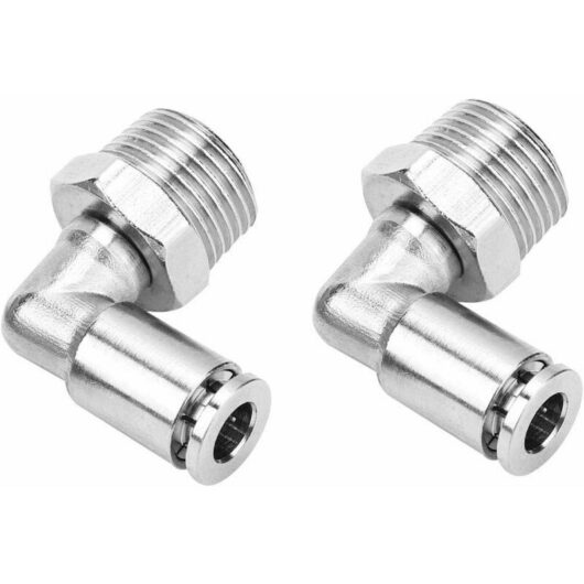 Dewdat - 2pcs All-Copper Nickel Plated Quick Connect Hose Fittings 6mm Pneumatic Quick Connector + 90 Degree bsp Male Thread(M5)