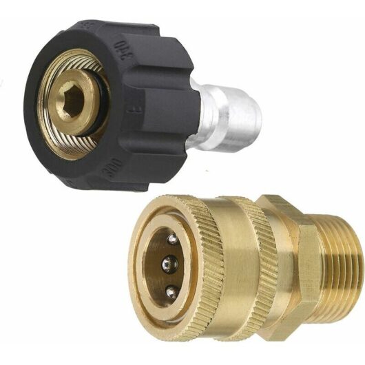 Dewdat - Daily Pressure Washer Adapter Kit - Quick Connect Kit - M22 Metric - 15mm - Female Swivel to M22 Male Fitting - 5000 Psi