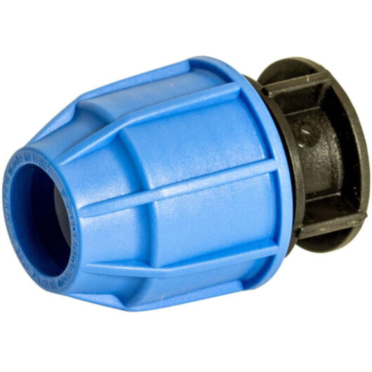 FloPlast 20mm MDPE Compression End Cap Fitting Blue