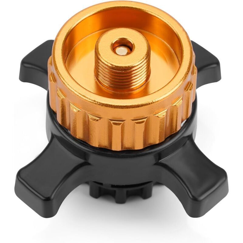 Gas Cartridge Adapter, Bottle Adapter for Easy-Click/CV Gas Cartridges, Conversion from Bayonet Closure to 7/16" Threaded Fitting, Gold, 1 Piece
