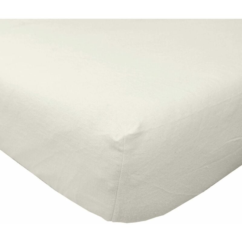 Homescapes - Cream Brushed Cotton Fitted Sheet 100% Cotton Luxury Flannelette, Double