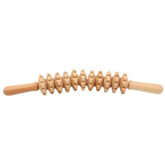 Ikodm - Fitness Equipment, Anti Cellulite Accessories Massage Roller Anti-Cellulite Massage Thigh Wood Therapy, Portable Curved Massage Tool-44cm