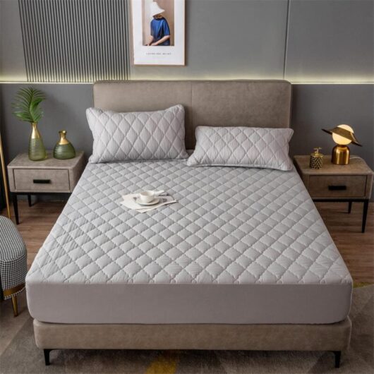 Ikodm - Washable Mattress Cover, Solid Color Waterproof Quilted Fitted Sheet, Fits 12'/30cm Thick Mattress, Dark Grey