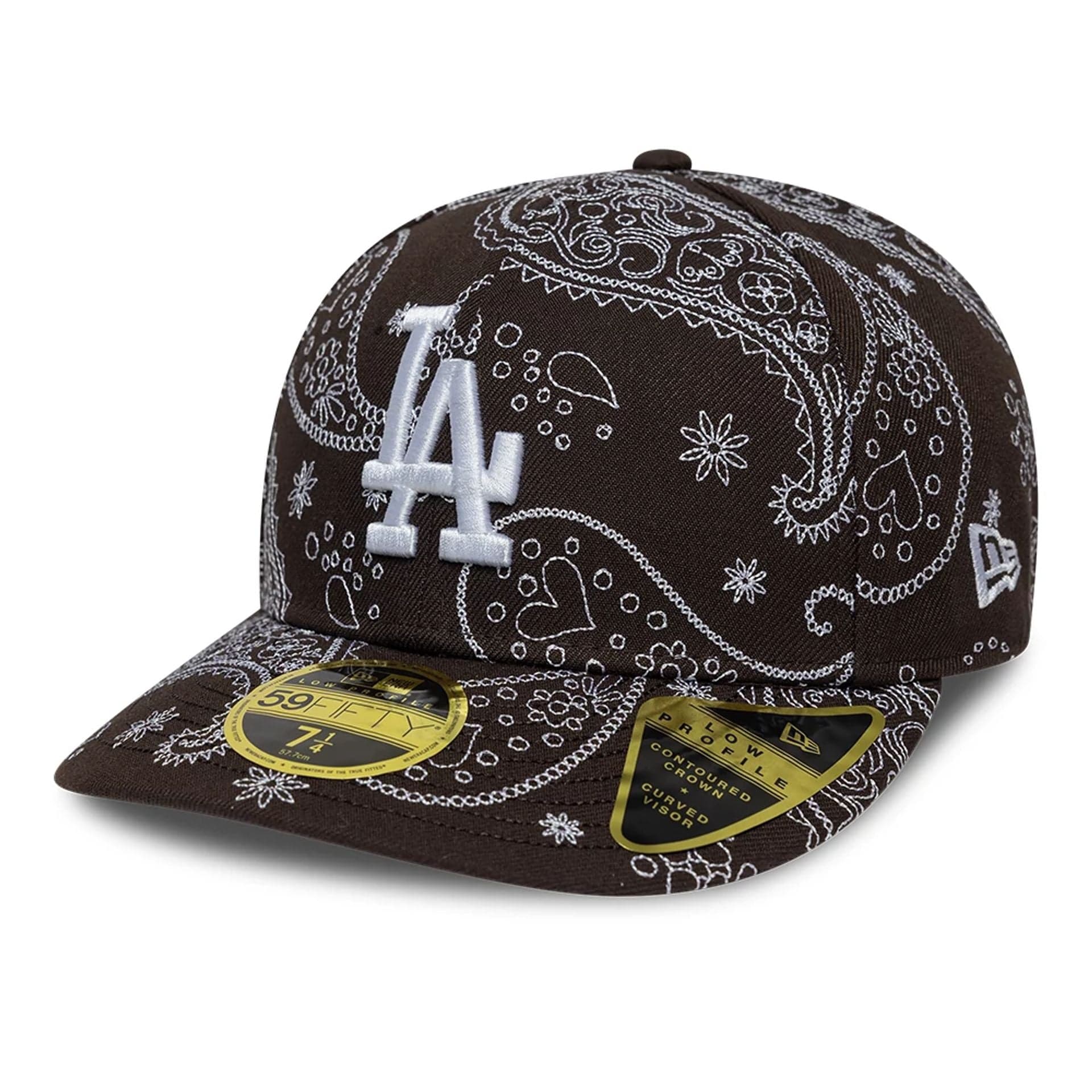 LA Dodgers MLB All Over Paisley Dark Brown Low Profile 59FIFTY Fitted Cap New Era Cap adult unisex