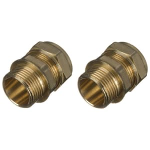 Primaflow Brass Male Iron Straight Coupling 25 x 22mm - Pack of 2