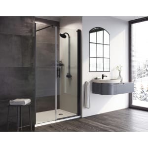 Roman Innov8 8mm Black Pivot Door Only for 1 ln-line Panel & Recess Fitting - 585mm