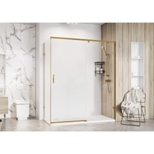 Roman Liberty 8mm LH Brushed Brass Single Sliding Shower Door Only for Side Panel Fitting - 1500mm