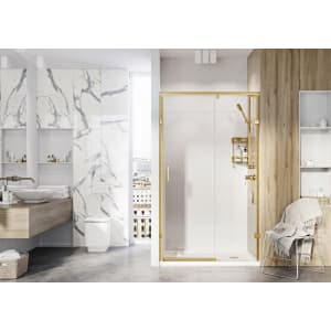 Roman Liberty 8mm LH Brushed Brass Single Sliding Shower Door for Recess Fitting - 1700mm