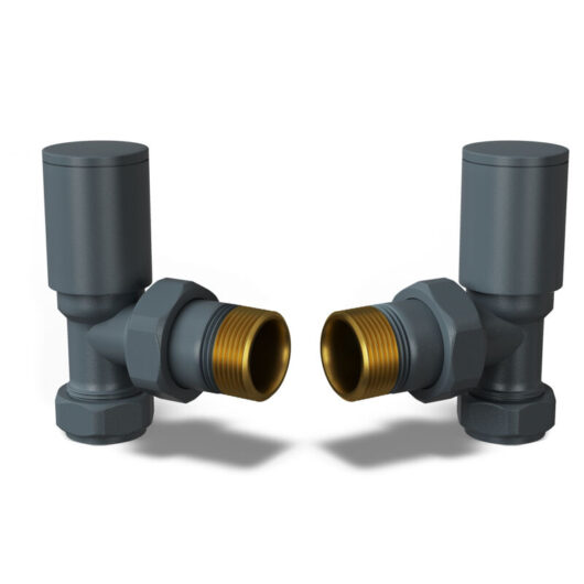 Round - Anthracite Radiator Valves Angled 10mm