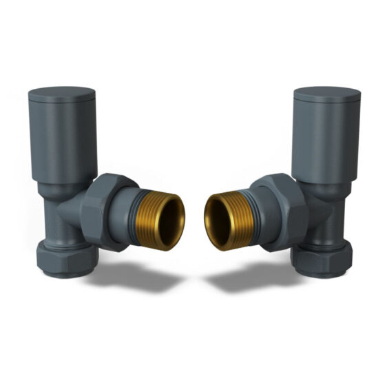 Round - Anthracite Radiator Valves Angled 15mm