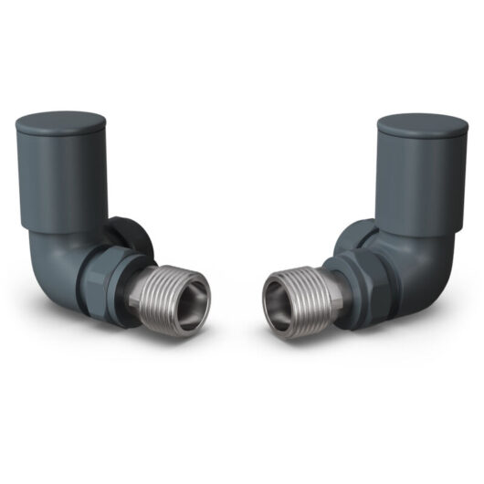 Round - Anthracite Radiator Valves Corner 15mm