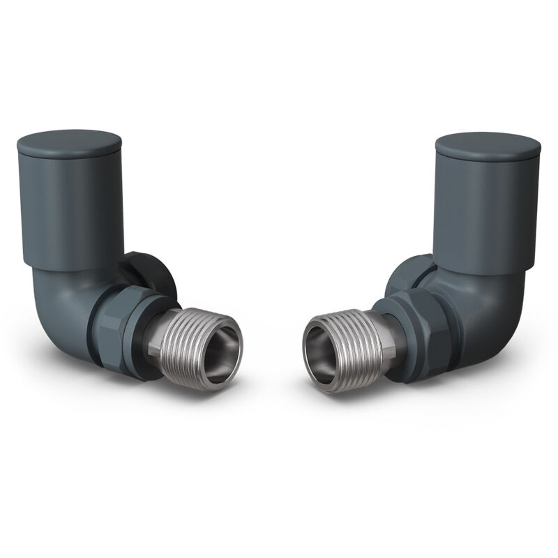 Round - Anthracite Radiator Valves Corner 8mm