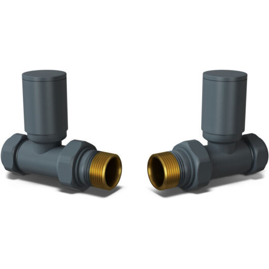 Round - Anthracite Radiator Valves Straight 10mm