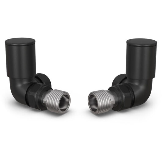 Round - Black Radiator Valves Corner 10mm