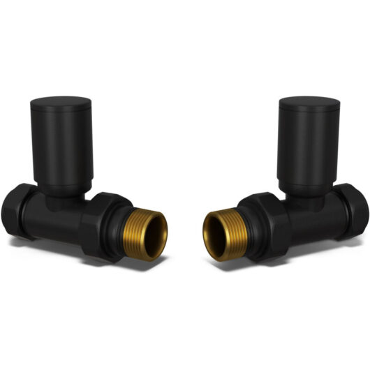 Round - Black Radiator Valves Straight 10mm