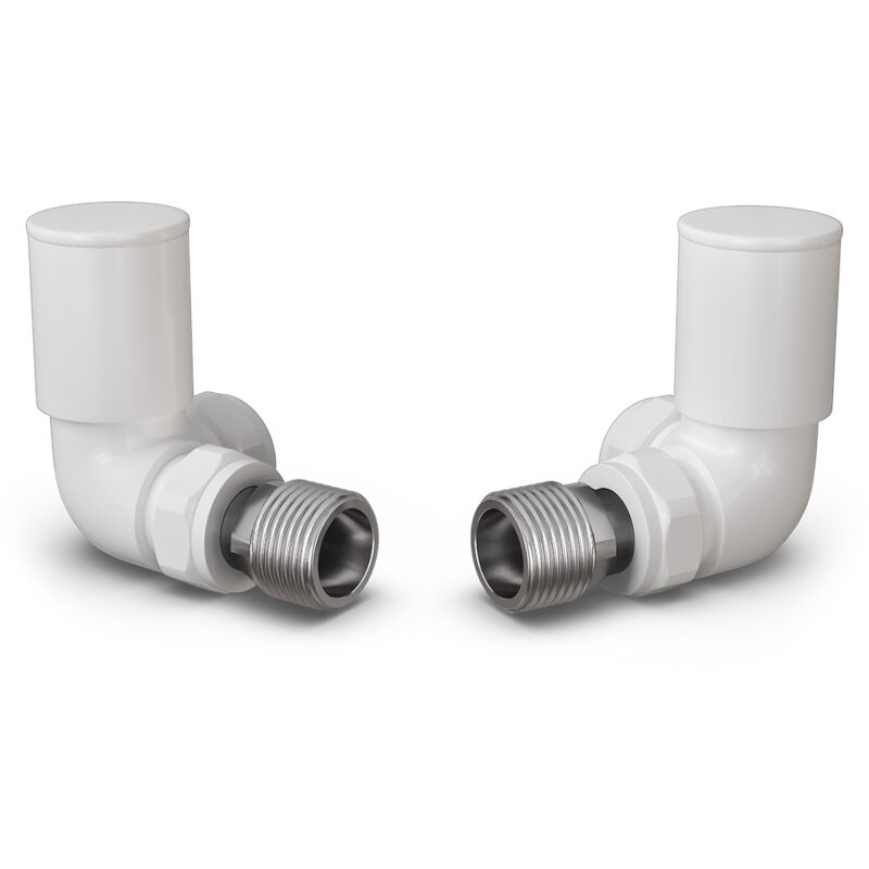 Round - White Radiator Valves Corner 8mm