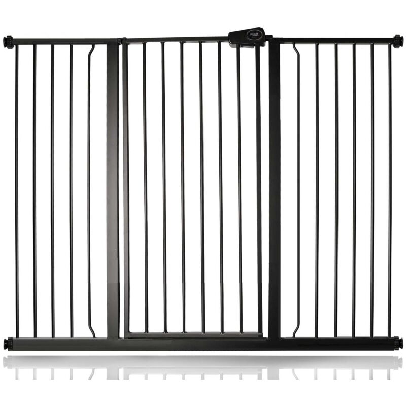 Safetots - Extra Tall Metal Safety Gate Pressure Fit, 133.2cm - 140.8cm, Matt Black, 104cm in Height, Extra Tall Baby Gate