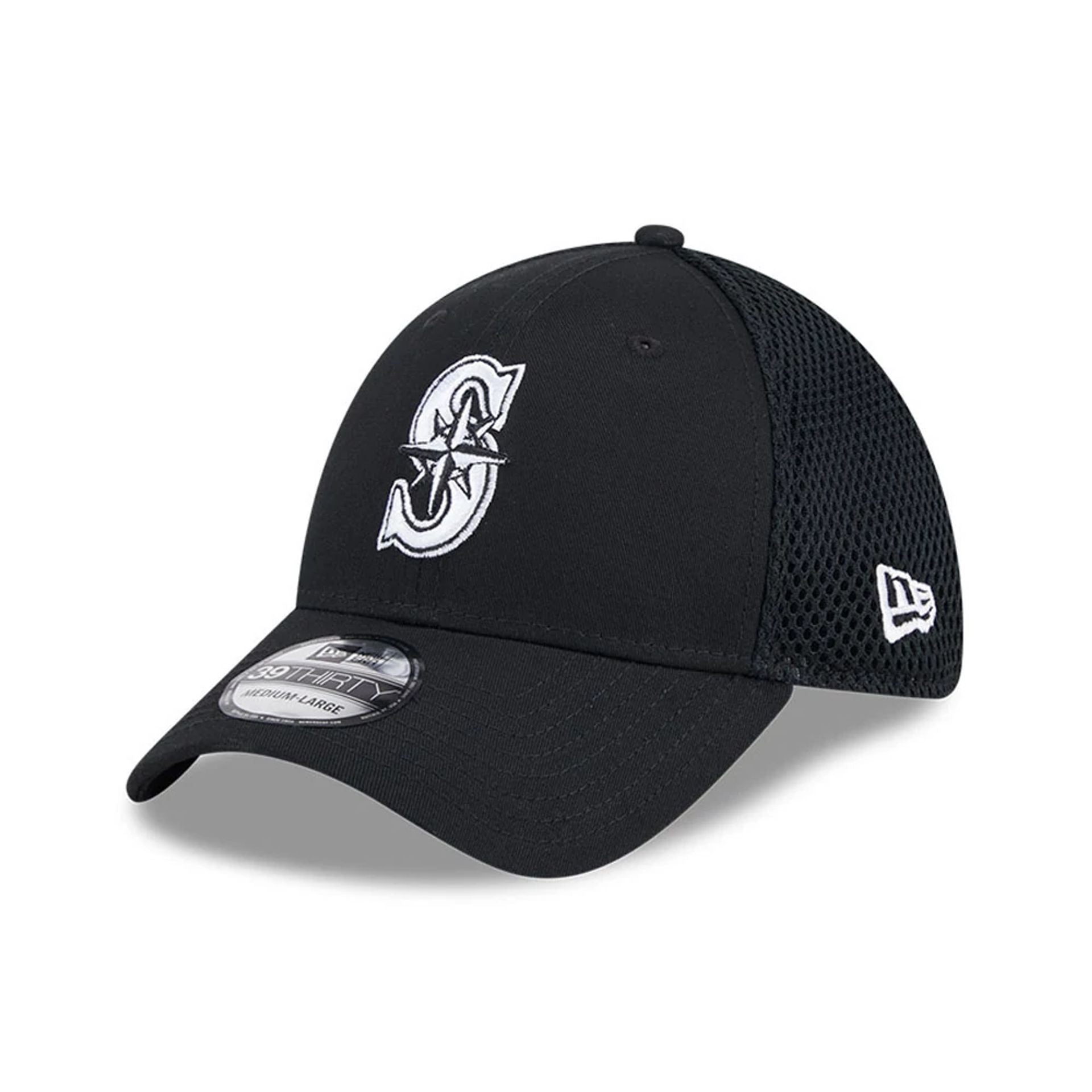 Seattle Mariners MLB Evergreen Neo Black 39THIRTY Stretch Fit Cap New Era Cap adult unisex