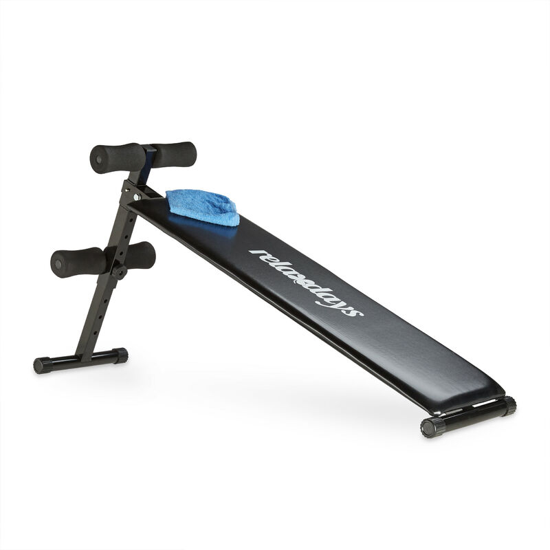 Sit-Up Bench Abdominal Trainer, Foldable, 5-Settings, Padded Leg Support, Back Trainer, Training Bench, Black - Relaxdays