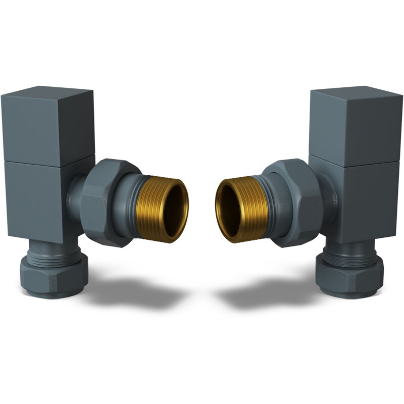 Square - Anthracite Radiator Valves Angled 10mm