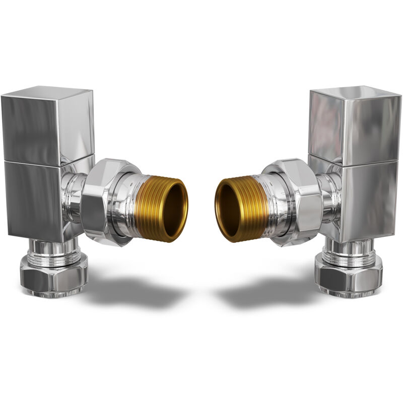 Square - Chrome Radiator Valve Angled Polished 8mm