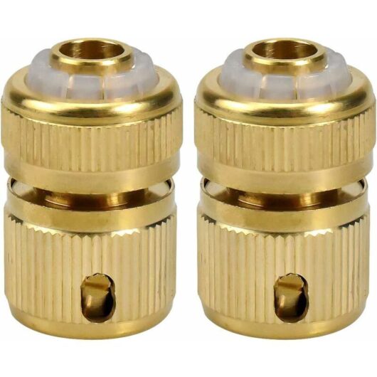 2 Pack Hose End Quick Connectors Fitting 1/2' Hose Pipe Brass Garden Hose Connector Quick Connect Parts Hardware for Garden Watering Hose Pipe Faucet