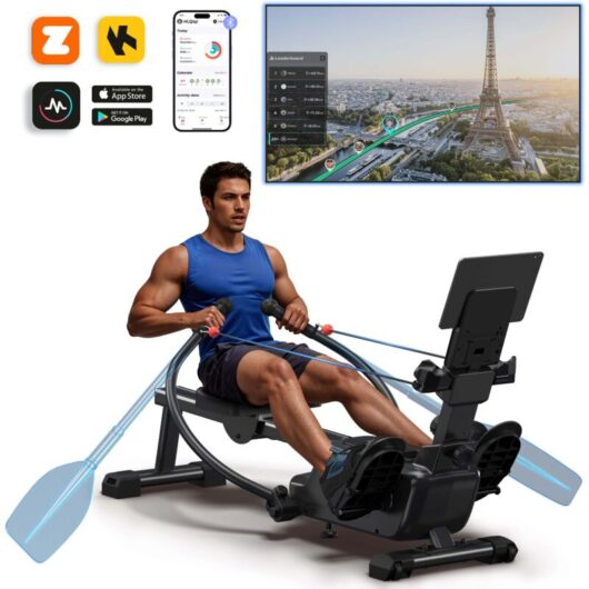 2025 New Rowing Machine, Magnetic Home Rower, 158 kg, Ergonomic Seat, LCD, Tablet Holder, Bluetooth, Kinomap, 7 Modes, 36 kg Resistance, Quiet