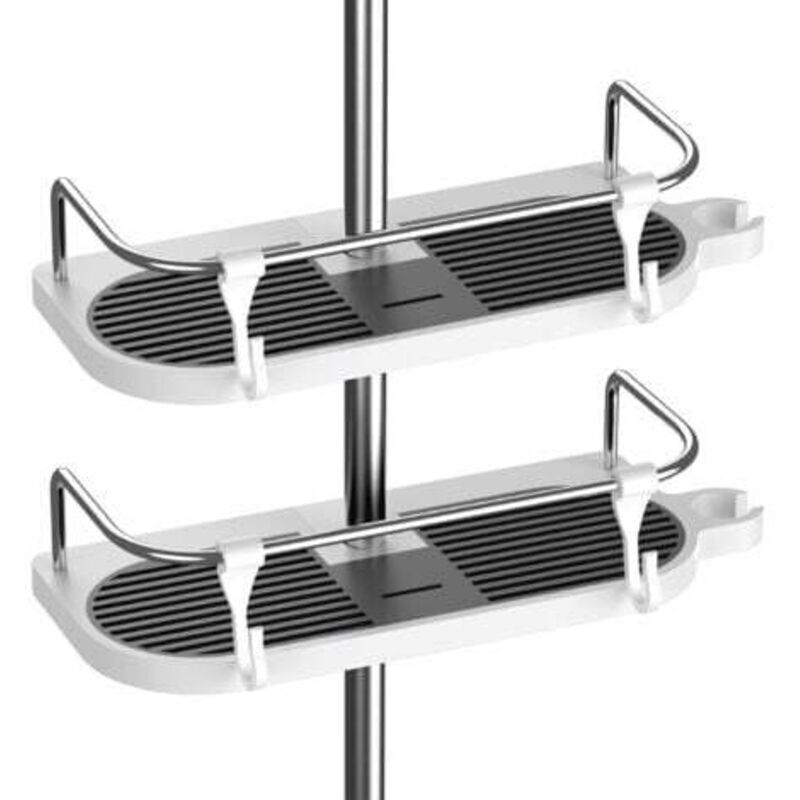 2PCS No Drilling Shower Shelf for Shower Rail - Bathroom Organizer Holder for Shampoo, Fits 19mm - 25mm Rail