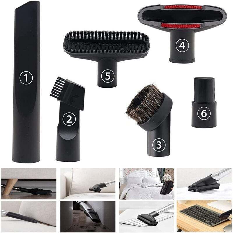 6-Piece Vacuum Cleaner Accessory Set - Fits Vacuum Cleaners with 32mm to 35mm Nozzles - For Karcher, Rowenta, Xoiture, Bosch, and Miele Vacuum