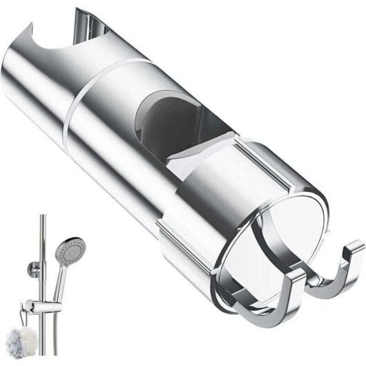 Adjustable shower holder with 2 hooks for 20.5-23.5 mm shower heads, universal shower head holder for 18-25 mm rod, chrome-plated hand shower holder