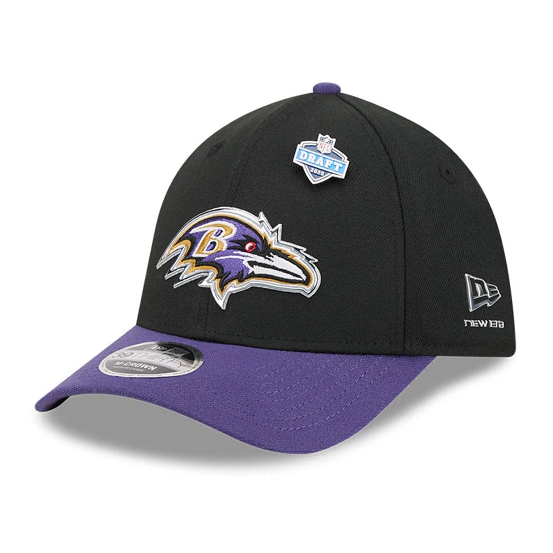 Baltimore Ravens NFL Draft 2026 Black 39THIRTY M-Crown Stretch Fit Cap New Era Cap adult unisex
