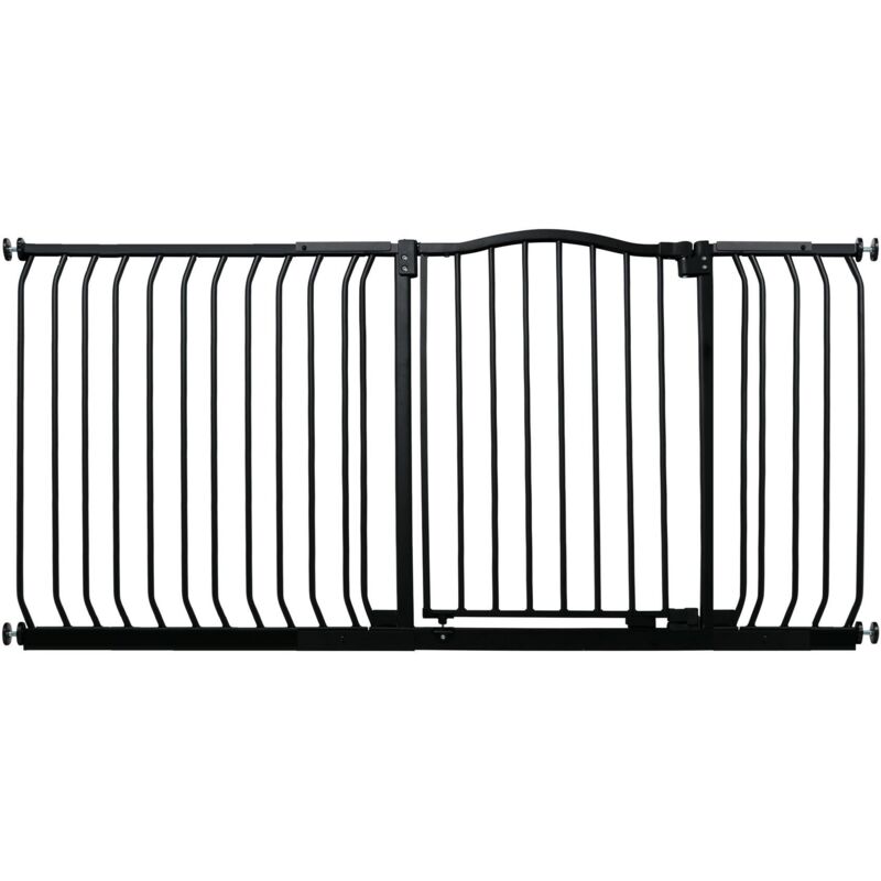 Bettacare Curved Top Dog Gate, 207cm - 216cm, Matt Black, Pressure Fit Pet Gate for Dog and Puppy, Pet and Dog Barrier