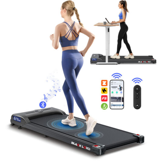 Black Lord - Walking Pad, Treadmill for Home, Under Desk Treadmill with led Display & Bluetooth Speaker & Remote Control - Black
