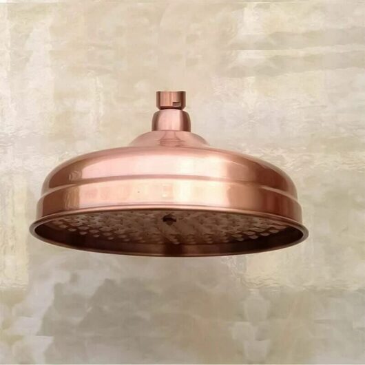 Copper Shower Head, Diameter 20 cm (8 inches), High Pressure Shower Head with Adjustable Angle, Rain Shower Head - Gold