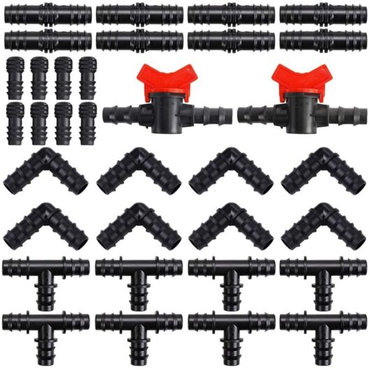 Csparkv - 34pcs Hose Irrigation Fittings Kit Plastic Connectors 16mm Hose Irrigation Connector Mixed Connectors for Garden Irrigation Systems