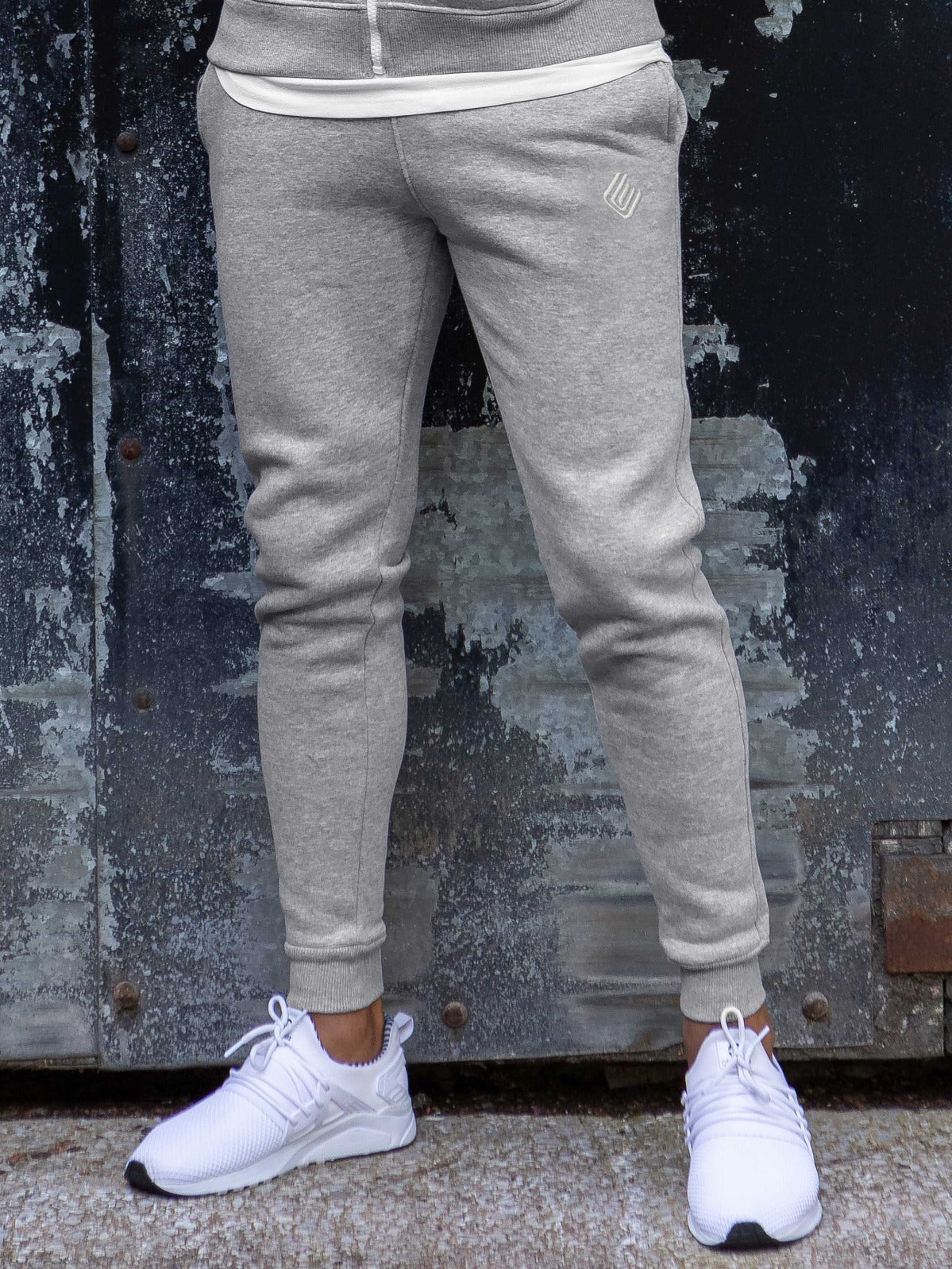 Enzo Mens Slim Fit Fleece Jogging Bottoms - Grey / S