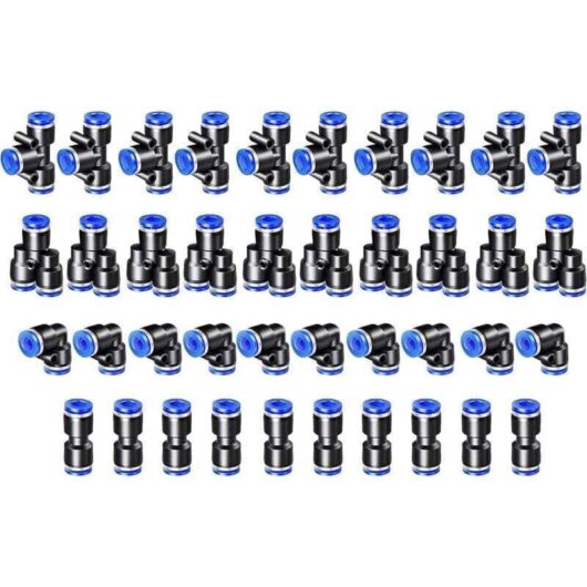 [NEVER USED] 40PCS Pneumatic Connector 4mm Pneumatic Fitting Quick Fittings Compressed Air 4 Shapes for Sealing Compressed Air Tube