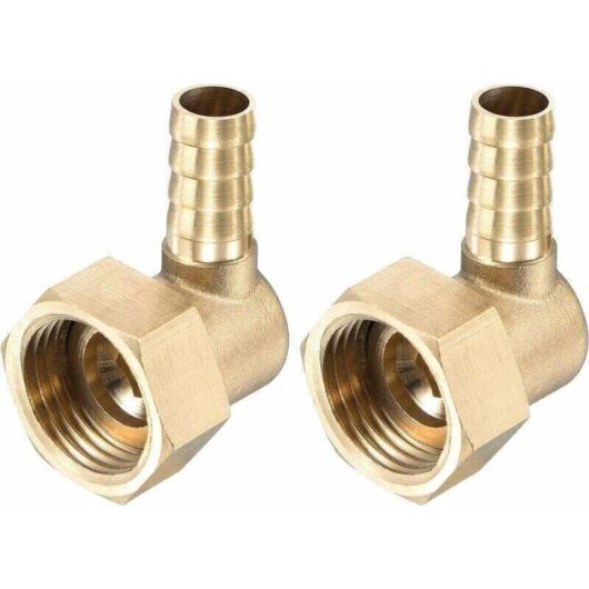 [NEVER USED] Brass Barbed Hose Elbow Fitting 10mm x G1/2 Female Hose Connector with Swivel Nut for Water, Fuel, and Air - Pack of 2 - DPZO,de