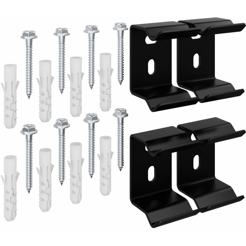 NRG - Oval Column Radiator Horizontal Wall Mounting Bracket Kit Fittings Set Black