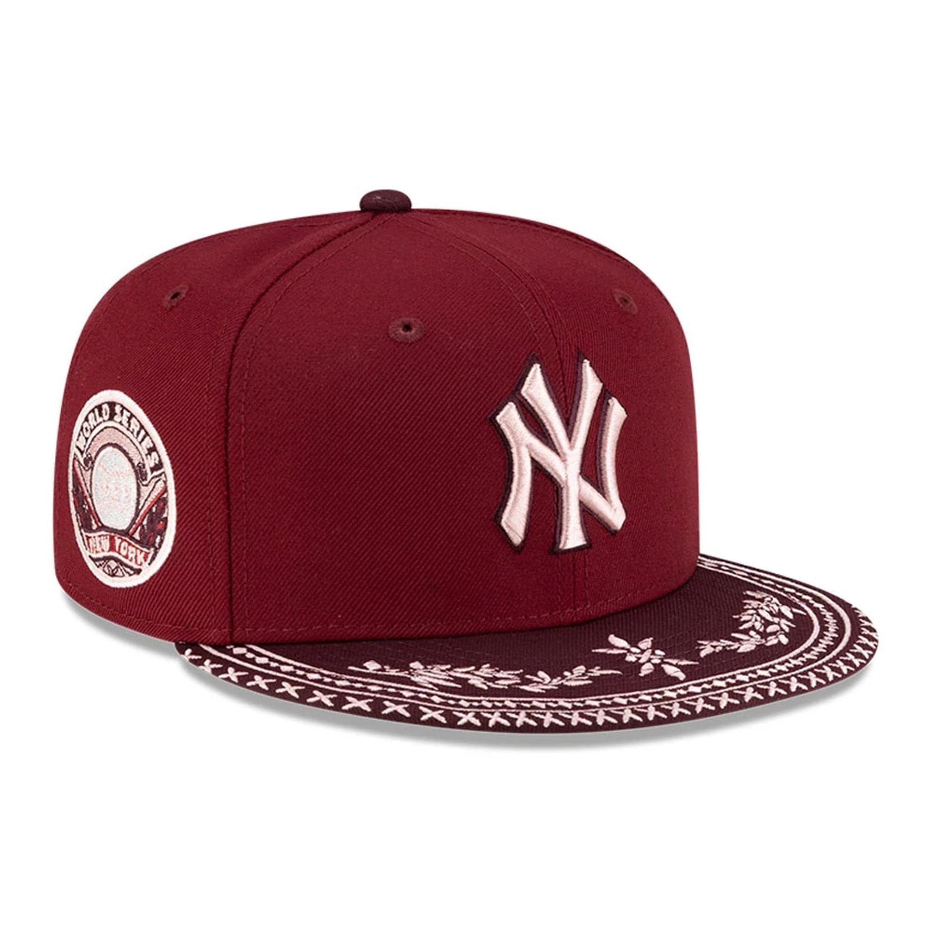 New York Yankees MLB Flourishes Dark Red 59FIFTY Fitted Cap New Era Cap adult unisex