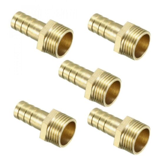 Odipie - 5 pieces brass hose nozzle, 10 mm barb x G3/8 male adapter
