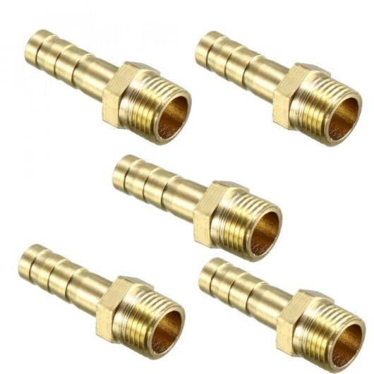 Odipie - 5 pieces brass hose nozzle, 6 mm barb, G1/8 plug, adapter connection