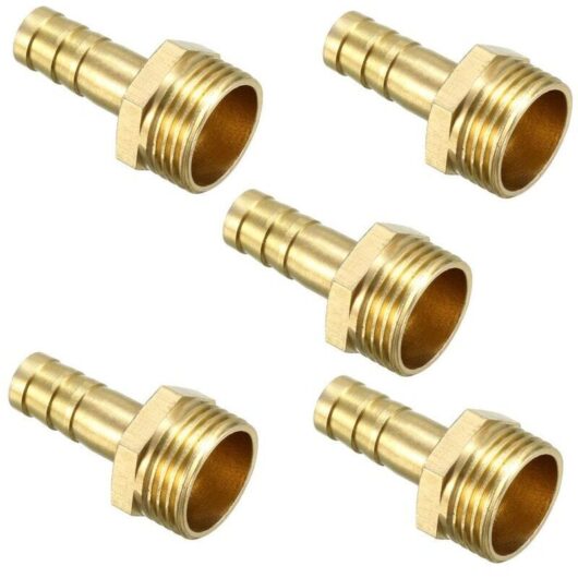 Odipie - 5 pieces brass hose nozzle, 8 mm barb x 3/8 pt plug, adapter connection