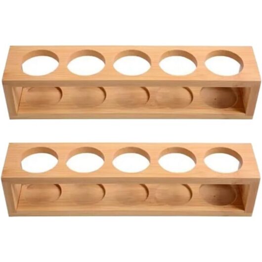 Odipie - never used] 2-Piece Natural Bamboo Essential Oil Storage Rack, 1-Tier Tabletop Holder, Fits 15ml Bottles, 10ml & 5ml Bottles